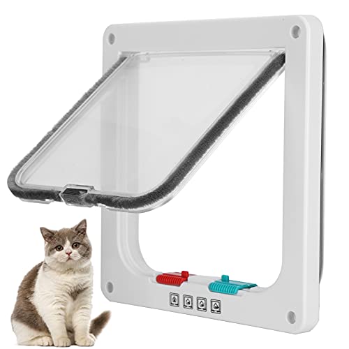 01 02 015 Pet Flip Door, Plastic Cat Flip Door Durable 4 Switching Modes Weatherproof With Screw For Household For Indoor And Outdoor(White, S) #TOP2