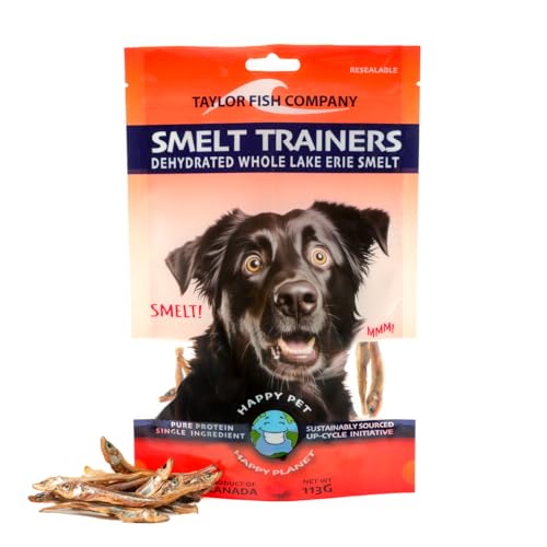 Smelt Pet Treats for Dogs & Cats – Single Ingredient Dehydrated Whole Smelt, Sustainably Sourced, Grain-Free, High Protein, No Additives, Natural Omega-3, Supports Healthy Skin & Coat, 4oz Bag