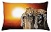 ABAKUHAUS afrykańska poszewka na poduszkę, Safari Leopard na drzewie, nadaje się do prania z zamkiem błyskawicznym poszewka na poduszkę z wyrazistymi kolorami z obustronnym nadrukiem, 65 x 40 cm, pomarańczowy brązowy