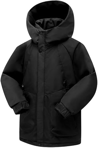 Weixinbuy Kids Unisex Waterproof Jackets Boys Girls Lightweight Padded Thicken Hooded Raincoat Leisure Outdoor Outerwear