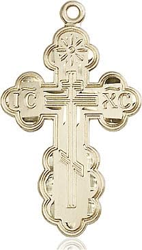 14kt Gold Filled St Olga Cross Pendant on a 18 inch Gold Filled Light Curb Chain.