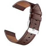 16mm Leather Watch Band Compatible with Kate Spade Scallop 2/Moto 360 2nd Gen Women, Soft Genuine Leather Quick Release Replacement Strap for Fossil Q Accompline/Calie/Harper/Timex Weekender, Brown