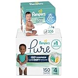 Pampers Pure Protection Disposable Baby Diapers Size 4, One Month Supply (150 Count) with Aqua Pure Baby Wipes, 6X Pop-Top Packs (336 Count)