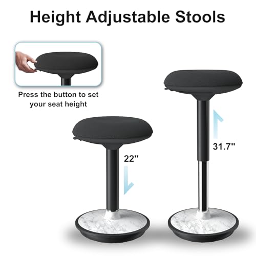 Image of Adult Wobble Stool - Anti-Fatigue Standing Desk Stool with 360 Rocking Non-Slip Curved Base, Height Adjustable 22-32 Inch Standing Chair for Home & Office,Faux Marble