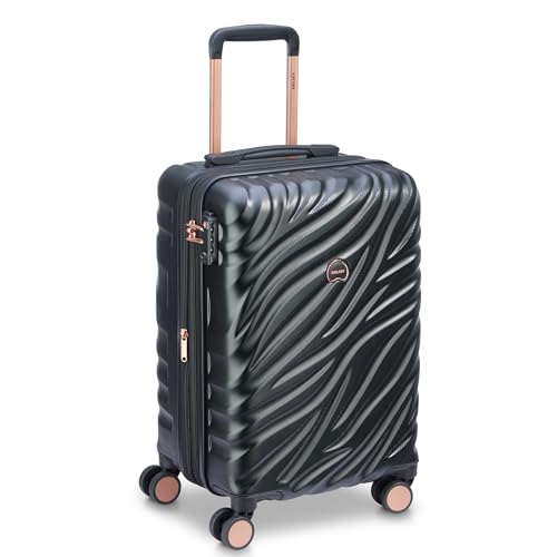 DELSEY PARIS Alexis Durable Luggage, Expandable Lightweight 4-Wheel Spinner, Easy Grip Telescoping Handle for Smooth Mobility, TSA-Lock Incorporated, Men and Women, Black/Rose Gold, Carry-On 21-Inch