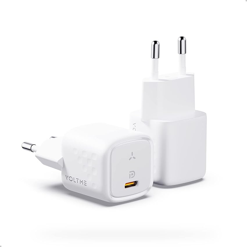 Immagine del prodotto VOLTME USB C Caricatore 30W GaN Set di 2 Bianco, Caricatore Rapida GaN compatto con uscita di ricarica rapida USB-C, Presa USB-C ideale per iPhone 14/13Pad/android/Samsung/Huawei