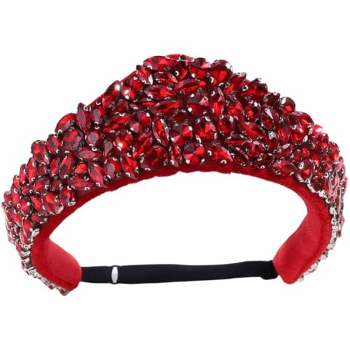 Image of Lamdbao Vintage Rhinestone Crown Headband Princess Head Elizabethan Headpieces Wide Hairband Coronet Headband Hair Accessories for Women