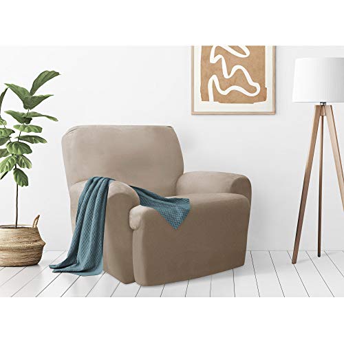 Zenna Home, Tan Furniture Cover: Stretch Plush 4-Piece Recliner Slipcover (EFCRSTTN)