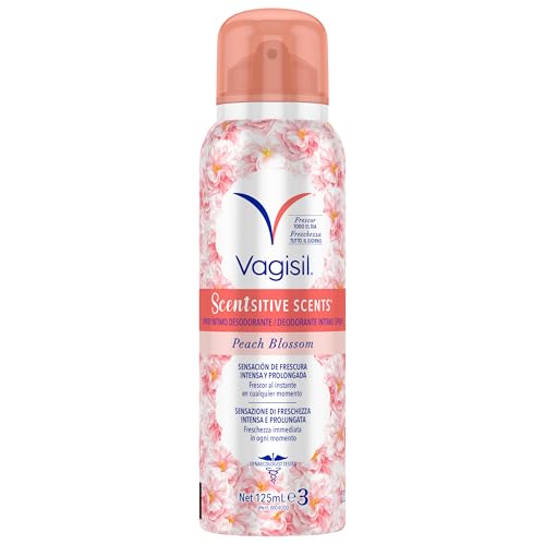 Vagisil Deodorante Intimo Spray Donna Essenza Delicata Al Fiore Di Pesco, Igiene Intima, Freschezza E Comfort Per Tutto Il Giorno, Testato Ginecologicamente, Delicato Sulla Pelle, 125 ml