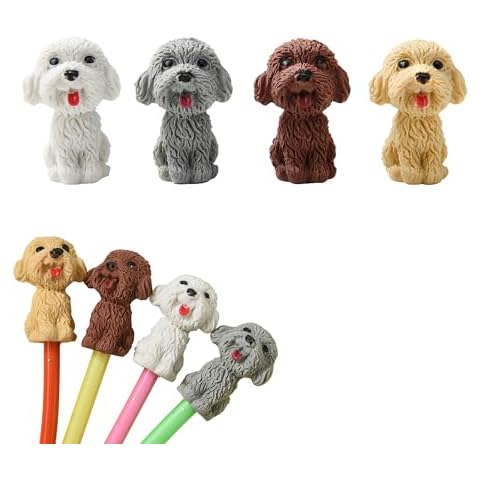 24Pcs Pencil Top Erasers for Kids, Dog Pencil Erasers Toppers Bulk, Cute Cap Erasers for Party Favors Classroom Rewards Cover