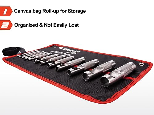 Spurtar 12 PCS Steel Hollow Leather Punch Set 1/8''-3/4'' Heavy Duty Round Hole Punch Set Leather Hole Tool for Watch Cloth Belt Gaskets w/Storage Bag by Spurtar - Image 4