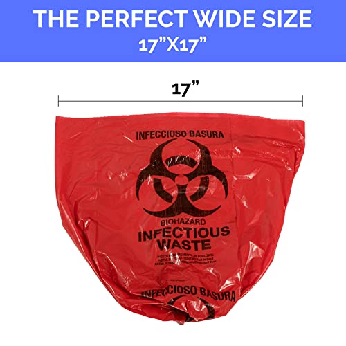 Jmu 25Pcs Biohazard Waste Bags 4 Gallon 17" X 17", 1.5 Mil Red Biohazard Waste Disposal Bag #TOP3