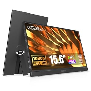 GEESUU Draagbaar scherm 15,6 inch FHD IPS HDR pc-monitor met standaard