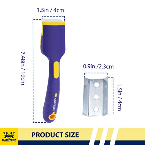 Manufore 1.5'' Double-Edge Paint Scraper Tool With Anti-Slip Soft Rubber Grip Handle Perfect For Rough Surface Wood Floor And Wall #TOP3