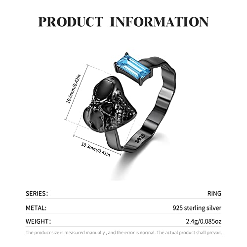 Aiegnos Black Skull Heart Ring For Women 925 Sterling Silver Skull Face Ring Statement Stacking Adjustable Ring For Mother Daughter Sister Christmas Birthday Gifts #TOP2