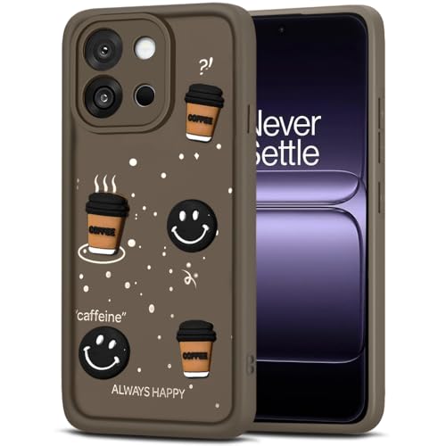 Image of TheGiftKart Back Cover Case for OnePlus 13s 5G | Cute Fun Cartoon 3D Smiley Coffee Case | Full Camera Protection | Shockproof Back Cover Case for OnePlus 13s 5G (Silicone, Brown)