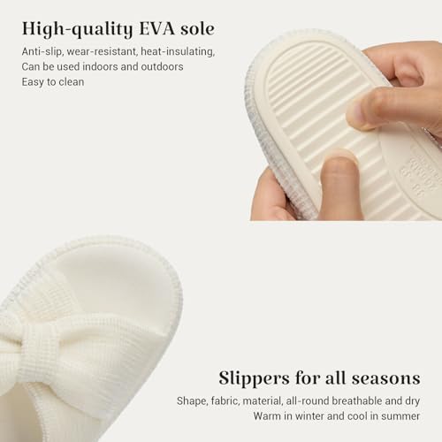 Image of Chantomoo Slippers for Women Memory Foam House Bedroom Corduroy Bow Crossbands Slipper Shoes Comfy Trendy Gift Slippers