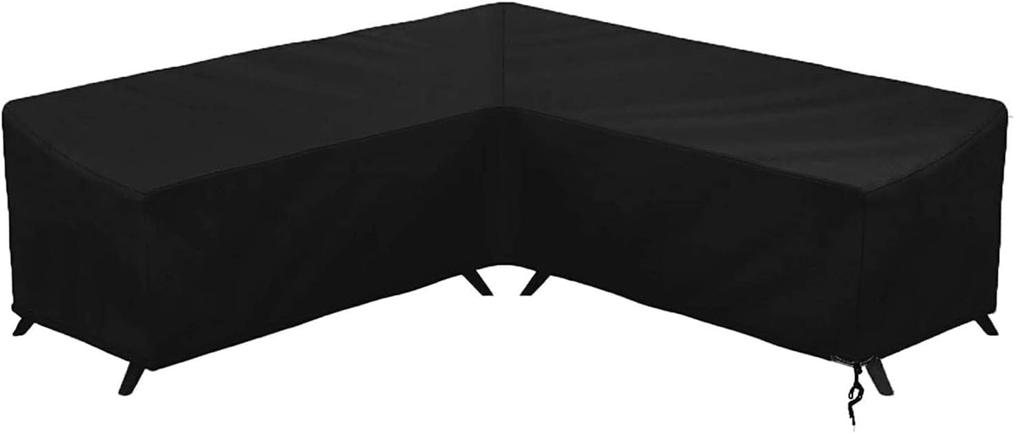 Patio Furniture Cover Waterproof – Outdoor Sectional Sofa Slipcover, Heavy Duty Oxford L-Shape/V-Shape Garden Furniture Cover, Dustproof Windproof Couch Protector(Gray,300 * 300 * 98cm)