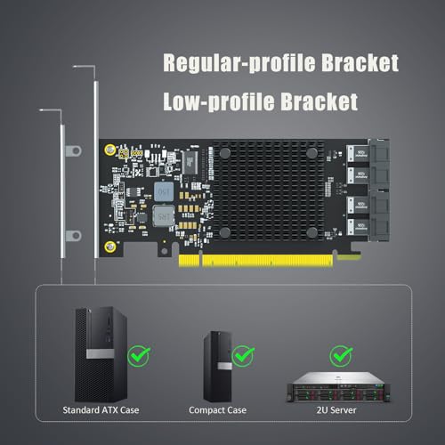 GLOTRENDS ST583 4-Port SFF-8643 to PCIE 3.0 X16 Adapter Card with PEX8747 Controller for High-Density U.2/U.3/M.2 NVMe RAID Storage Solution - Thumbnail 6