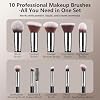Set de brochas de maquillaje BEAKEY con 2 esponjas difuminadoras, juego de 10 brochas para rostro y ojos | Herramientas para rostro y ojos aptas para principiantes con fibras sintéticas suaves para cobertura ligera y construible desde base hasta sombra de ojos 4