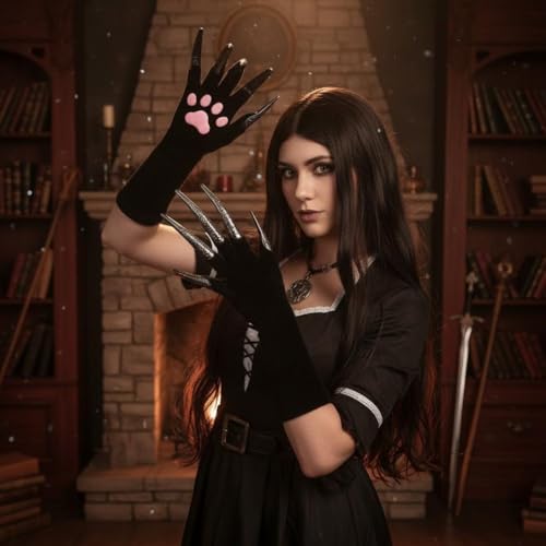 Guantes de Halloween con garras y uñas largas para disfraces de terror 6