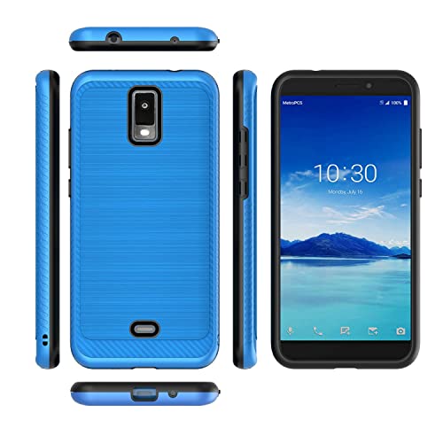 Jioeuinly Blu View 3 Case Compatible For Blu View3 B140Dl Phone Case [With Tempered Glass Screen Protector], Pc + Tpu Thickened Buffer Protection Blue #TOP1