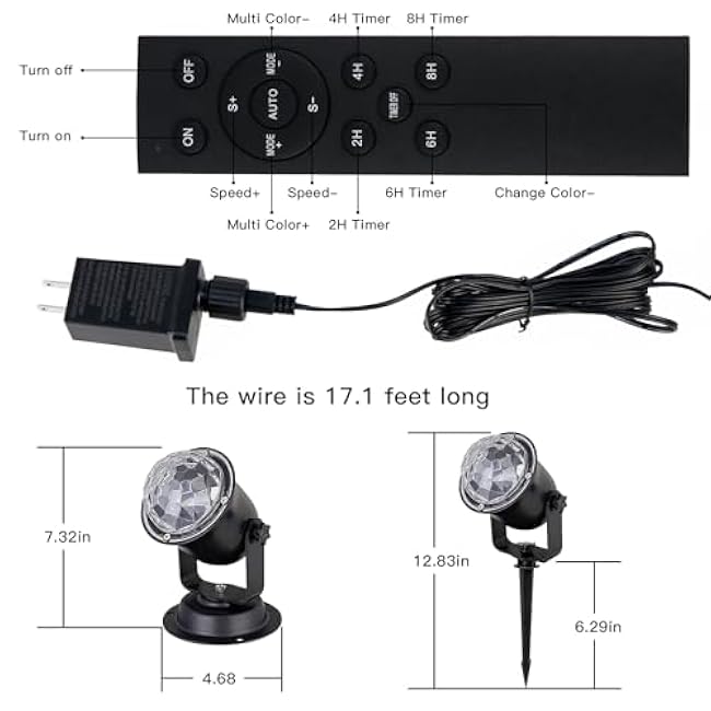 Hekation Outdoor Projector Lights Waterproof With Remote and Timing