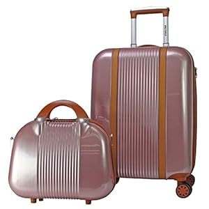 World Traveler Classique 2-Piece Carry-On Lightweight Hardside Polycarbonate Spinner Expandable Luggage Set, Rose Gold, One Size