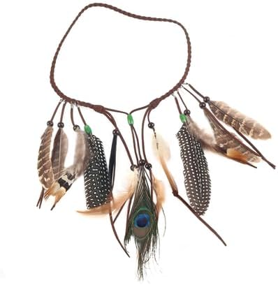 Bohemian Feathery Head Band - Natural Peacock-Style Mix