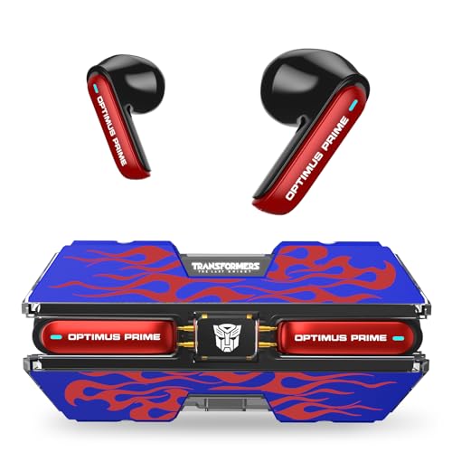 Transformers Optimus Prime Official Bluetooth 5.4 Headphones Wireless Earbuds with ENC Noise Cancelling Mic | Durable Alloy Earbud Case | Immersive Soundfor Gaming & Commute | Blue