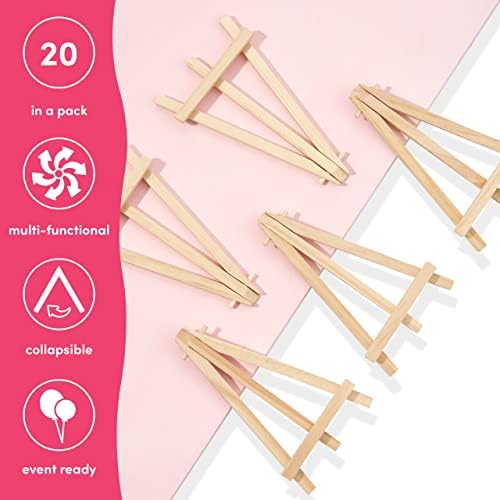 THE TWIDDLERS - 20 Mini Wooden Easel Name Display Photo Holder Stand, 16 x 9.5 cm