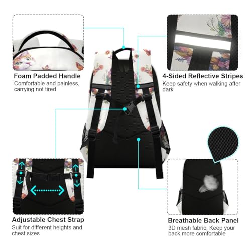 Sac décontracté chat floral résistant pour transporter les livres - 4