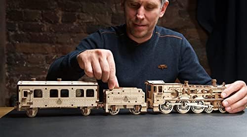 UGEARS Harry Potter Hogwarts Express 3D Puzzles for Adults to Build - Model Kits for Building Toy Train Set - 3D Wooden Puzzle Includes Train, Tracks, Tender, Carriage and 3 Figurines
