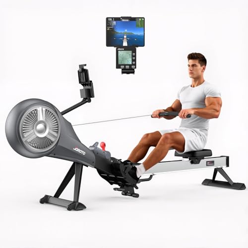 JOROTO Rowing Machine for Home Foldable, Air Magnetic Rowing Machines with 10-Level Adjustable...