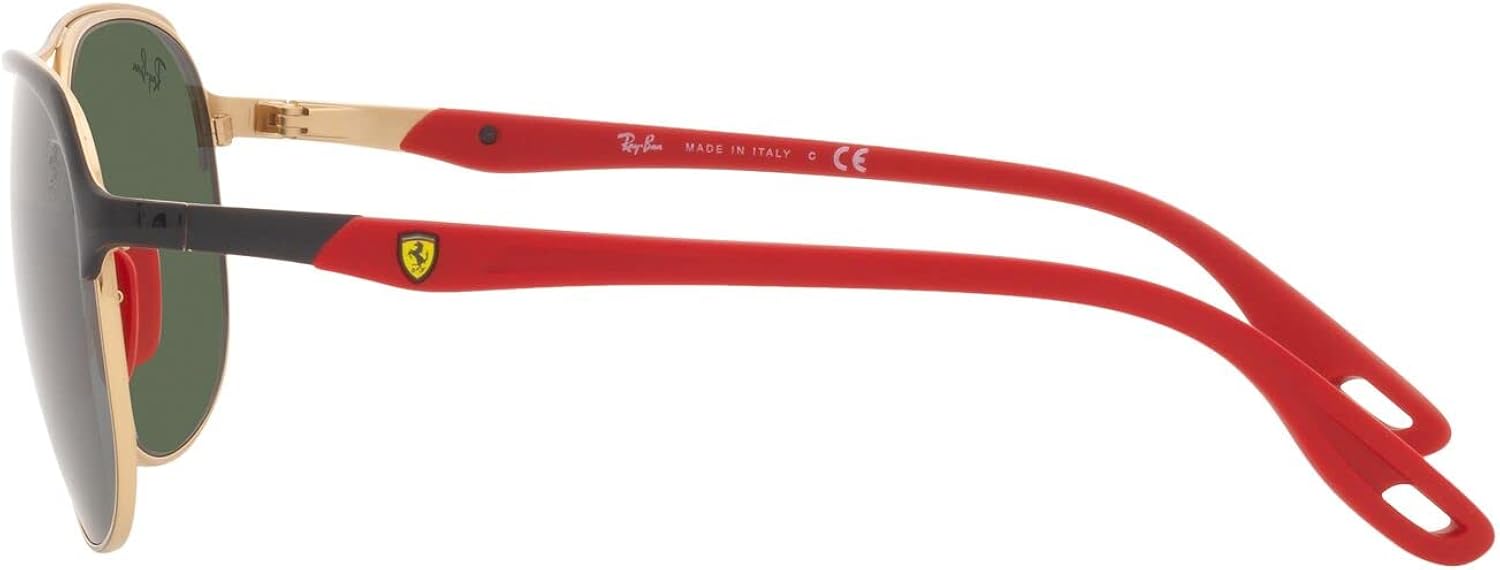 Ray-Ban RB3685M Scuderia Ferrari Collection Square Sunglasses, Black On Gold/Dark Green, 58 mm : Automotive