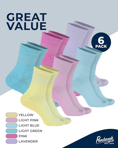 Image of Pembrook Bamboo Viscose Diabetic Socks for Women & Men - 6 Pairs | Breathable Wide Non Binding Plus Size Socks | Loose Fit