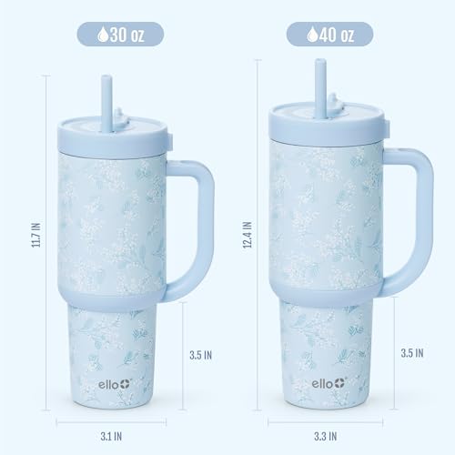 Ello Oasis 40 oz Tumbler with Handle & Retracting Straw | Reusable Insulated Stainless Steel Cup 100% Leakproof, Gifts for Teens Women Men | Keeps cold for 24 Hours, Cup Holder Friendly, Sweet Alyssum by Ello - Used condition - Image 8