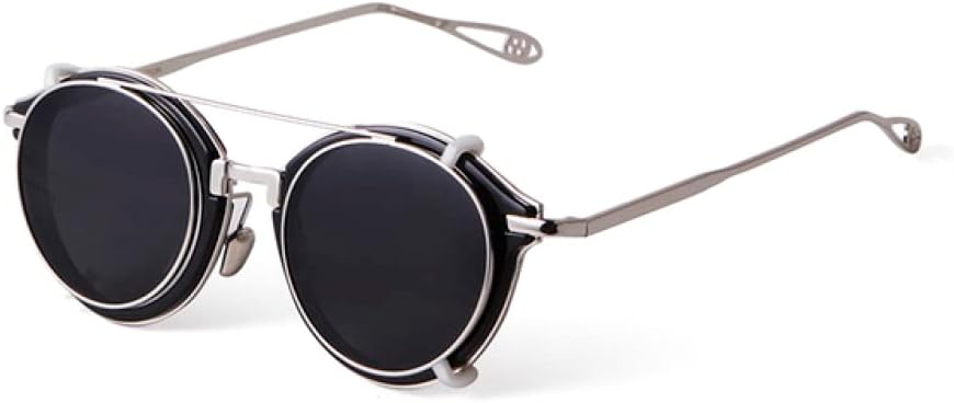 Vintage Steampunk Clip on Sunglasses Men Leopard Metal Round Removable Flip Lens Sun Glasses