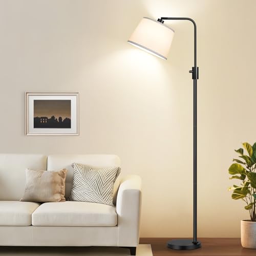 【Upgraded】 Dimmable Floor Lamp, 1000 Lumens LED Edison Bulb Included, Arc Black Floor Lamps for Living Room Modern Standing Lamp with White Shade, Tall Lamps for Living Room Bedroom Office Dining Room by Nintiue - Image 6