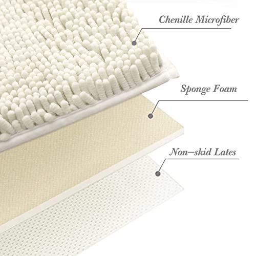 Non-Slip Bath Rug,Extra Soft Microfiber Bedroom Shag Carpet With Anti-Slip Backing,Water/Dust Absorbent Fast Dry Shower Mat,Sound Insulated Stairs Pad,Machine Washable (Ivory,12 X 19 Inches) #TOP3
