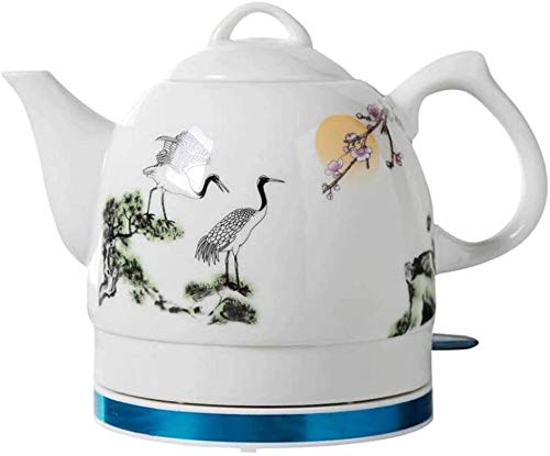Haushalts-Wasserkocher Keramik Schnurlose Wasser Teekanne 1,2 Liter Automatische Abschaltung schnell (weißer Kran fliegt)