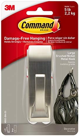 Command Large Modern Reflections Brushed Nickel Metal Hook MR03-BN