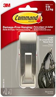 Command Large Modern Reflections Brushed Nickel Metal Hook MR03-BN