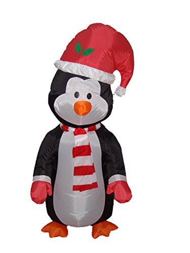 4 Foot Christmas Inflatable Cute Standing Penguin Yard Decoration LED Lights Decor Outdoor Indoor Holiday Decorations, Blow up Lighted Yard Decor, Lawn Inflatables Home Family Outside