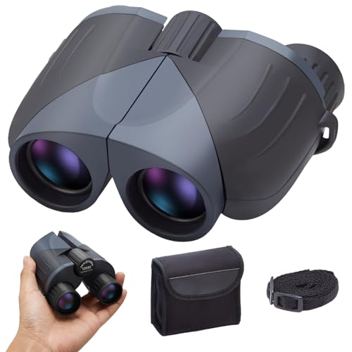 Compact Binoculars for Adults and Kids, 12x25 BAK4 Easy Focus Binoculars with High Power and Clear Low Light Vision, IPX5 Waterproof Binocular for Bird Watching, Hunting, Travel, Sightseeing，Outdoor