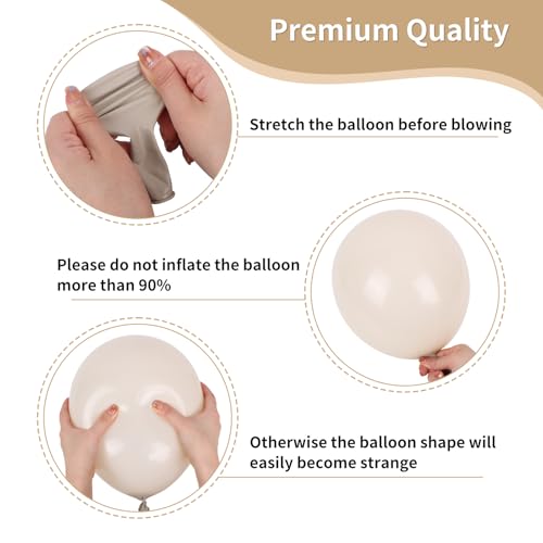 Image of RUBFAC Beige and Champagne Balloons, 65pcs White and Brown Boho Gold Party Balloon for Neutral Birthday Bridal Baby Shower Wedding Party Decorations