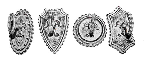 Ctw Vintage Key Metal Hooks Set Of 4, Antique White #TOP4
