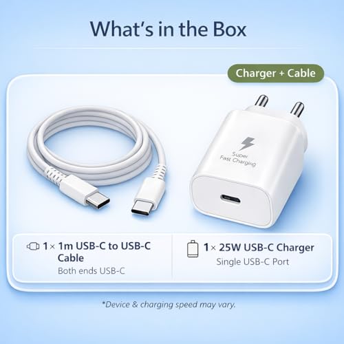 Image of 25W PD 3.0 Type C SuperFast Charger for Samsung Galaxy M17|M07|M36|M06|A55|A35|F06|S25 fe|S22|S24|F36|F16|M35|S23|A06|S25 Plus|Tab S11| 25W for Samsung Phones (HSP-25W)