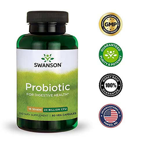 Swanson Probiotic For Digestive Health Gi Tract Immune Support Travelers Support 20 Billion Cfu With Prebiotic Fos 60 Veggie Capsules (Caps) #TOP6