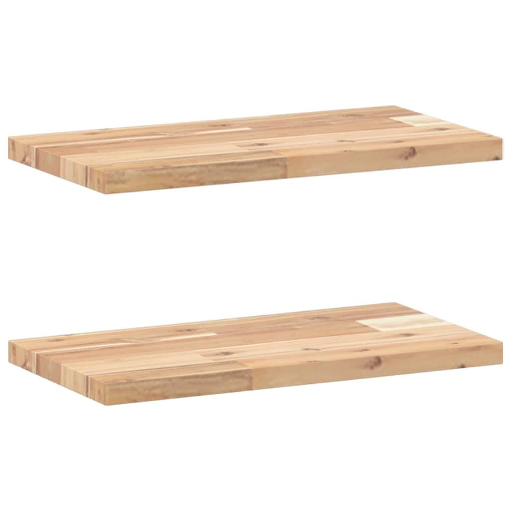 Schweberegal 2er Set 40 x 20 x 2 cm Massiv Akazie unbehandelt Modernes Wandboard als Bücherregal Gewürzregal Badregal platzsparende Wandablage für Wohnzimmer Küche Badezimmer